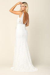 Bridal Long Sleeveless Lace Wedding Dress